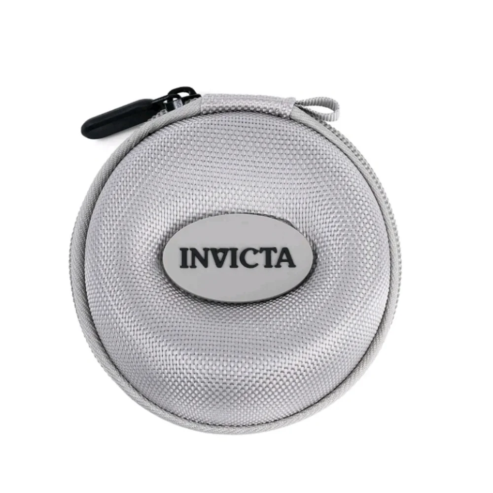 NEW Invicta Silver Round Zipper Travel Watch Accessory Case Mens Womens Unisex